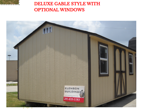 Lean-to style shed 6x10 with 48 inch wide door — cream with dark trim